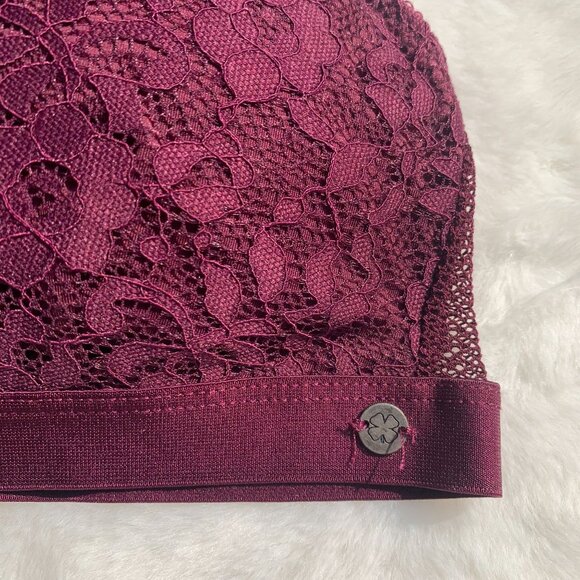 Lucky Brand Burgundy Lace Bralette Size L Lightly Padded - Picture 4 of 11